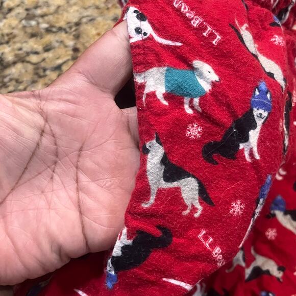 L.L. Bean  Women Large Husky Retriever Dog Snow Pajama Sleep Pants Flannel Red - Picture 3 of 10
